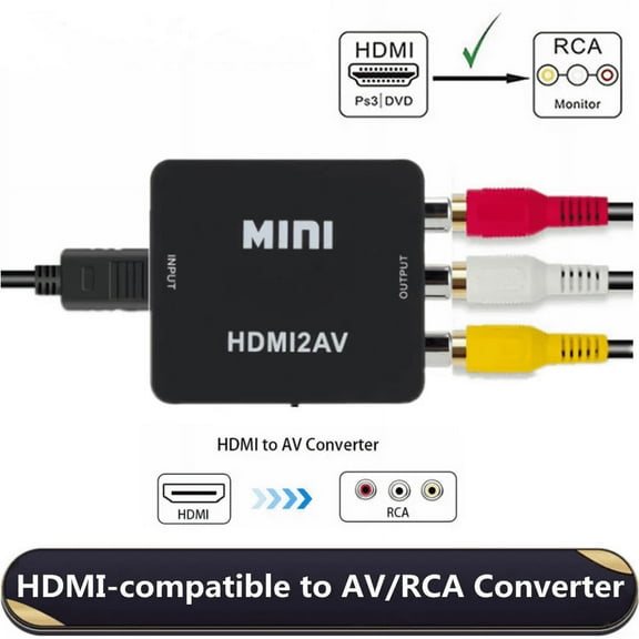 1080P HDMI-compatible to RCA Converter AV/CVSB L/R Video Box HD 1920*1080 HDMI2AV Support NTSC PAL Output HDMI To AV