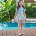 thumbnail image 2 of Liacowi Little Girls Outfits Short Sleeve Pullover Top Floral Print Lace Skirt Shorts Summer Clothes, 2 of 9