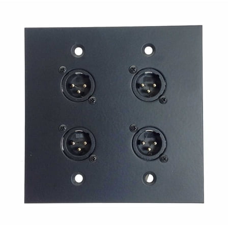 Dual Gang Wall Plate with 4 XLR Male Front / 1 Shielded RJ45 Rear