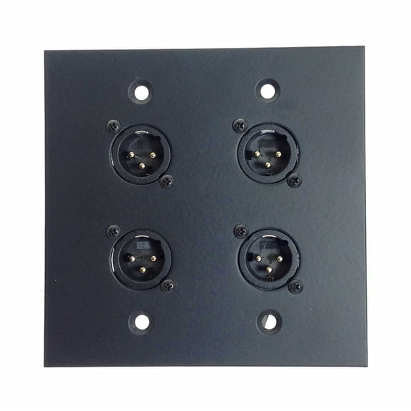 Dual Gang Wall Plate with 4 XLR Male Front / 1 Shielded RJ45 Rear