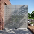 thumbnail image 3 of MAYEERTY 2-Piece Outdoor Metal Privacy Screen 6ft × 3ft Gray, 6-Panel Square Geometric Pattern Decorative Screen for Patio, 3 of 6