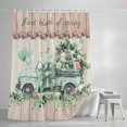 thumbnail image 4 of Green Truck Flowers Shower Curtain, 72" x 72", Spring Green Leaf Linen Texture Wood Grain Waterproof Bathroom Curtain Washable Shower Curtain Set with 12 Hooks, 4 of 9