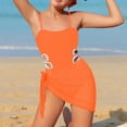 thumbnail image 2 of Fesfesfes Middle and Large Kids' and Teens' Contrast Color Hollow Beach Sling Swimsuit with Wrap Dress Swimwear for Summer Vacations and Sunny Days 8-13 Years(Orange,13 Years), 2 of 4