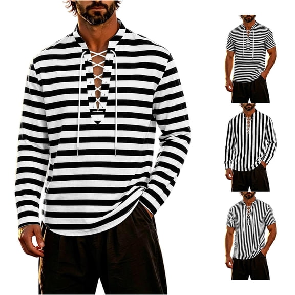Classic Pirate Shirt Men Long Sleeve Medieval Top Pirate Costume Halloween Cosplay Halloween Costume Men, Size 2XL