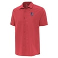 thumbnail image 2 of Men's Antigua Red New York Mets Activate Stars and Stripes Team Logo Short Sleeve Button-Up Shirt, 2 of 3