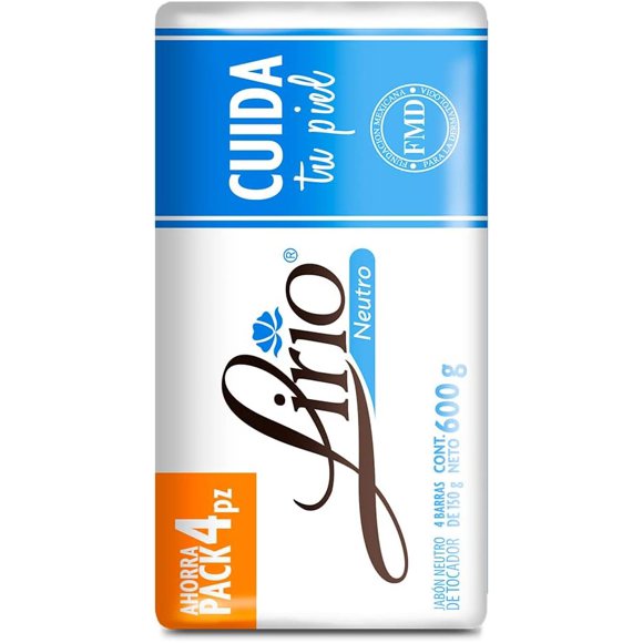 Jabón en Barra Lirio Neutro 150g 4 Piezas Lirio Jabón corporal neutro en barra
