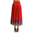 thumbnail image 3 of Aislor Women's High Waist Colorful Stripe Hem Skirt Embroidered Ballroom Dance Folk Dancing Clothing Red 87cm 4XL, 3 of 7