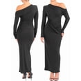 thumbnail image 3 of Robe pour Femme Automne Hiver Française à Manches Longues Coupe Ajustée Robe Maxi Formelle pour Femmes Noir m, 3 of 9