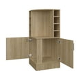 thumbnail image 6 of FM FURNITURE Toyei Corner Bar Cabinet with Bottle Rack, Open Shelves, and Hidden Storage, Natural Oak, 6 of 6