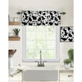 thumbnail image 2 of Cow Print Valance Black and White Window Curtain Valances for Kitchen Half Cafe Short Topper Treatment Rod Pocket Panel Window Shades 18x54 Inch, 2 of 6