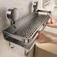 thumbnail image 2 of Shower Caddy Suction Cup Large Capacity Wall Mounted Shower Shelves With Hooks Rustproof & Fast Draining Heavy Duty Bathroom Shelves For Kitchen Shower Caddy 1Pc Rack Home Decor, 2 of 4
