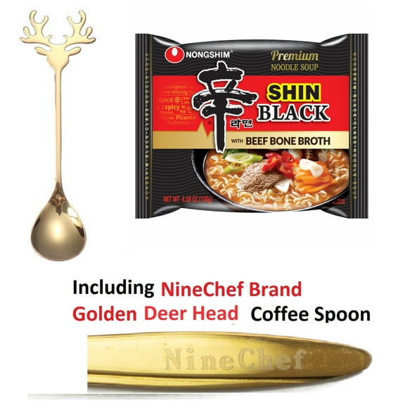 NineChef Bundle - NongShim Shin Black Noodle Soup Spicy 4.58 (Pack of 10)  1 NineChef ChopStick