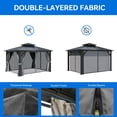 thumbnail image 3 of Dextrus 12' x 14' Double Roof Hardtop Gazebo, Aluminum Frame with Netting & Curtains, 3 of 5
