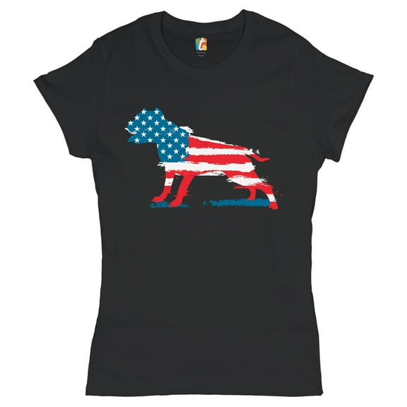 Tee Hunt American Pit Bull T-Shrit Patriotic American Flag Stars and Stripes Women's T-Shirt Tee