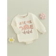 thumbnail image 3 of Bagilaanoe Newborn Baby Girls 1st Birthday Romper Sweatshirt Long Sleeve Bodysuits Letter Print Pullover 6M 12M 18M Infant Casual Tee Tops, 3 of 8