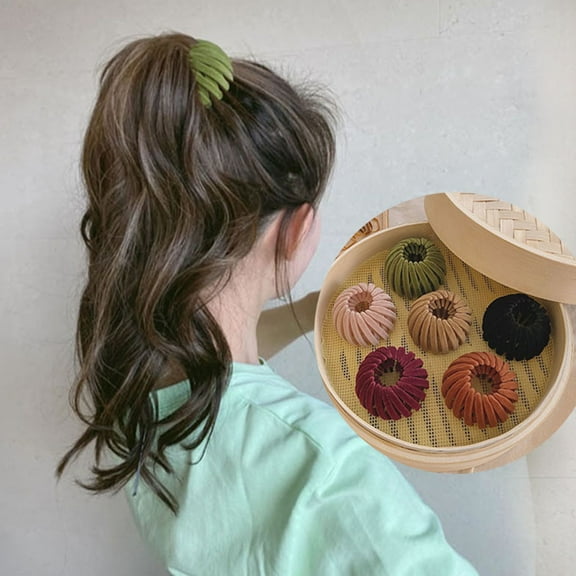 D-GROEE  7Pcs Bird Nest Hair Clips Ponytail Holder Clip Accessories for Women and Girls Velvet Expandable Bun Fixed Hair Claw Vintage Retractable Ponytail Holder Hairpin Buckles