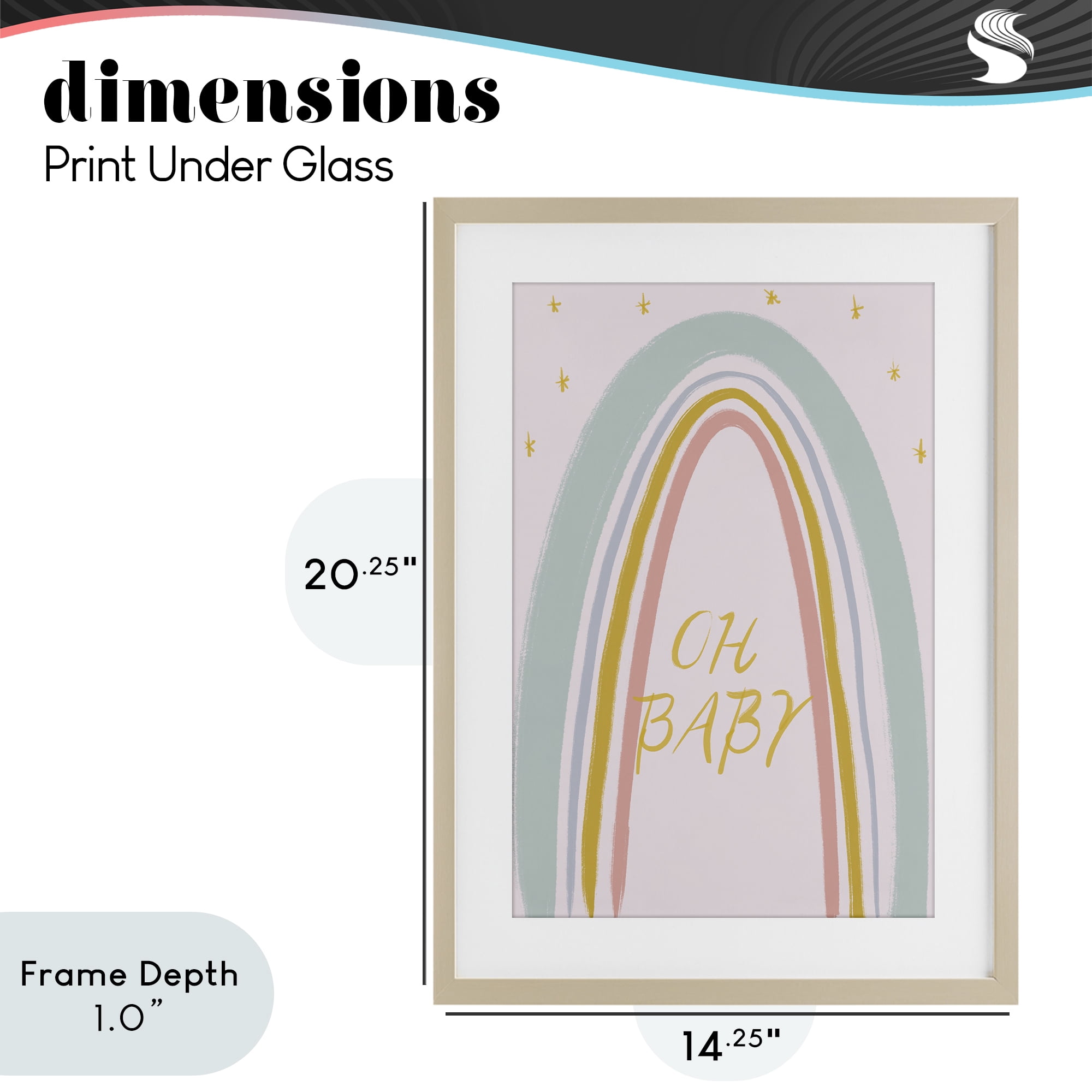 Stupell Industries Oh Baby Rainbow Birch Framed Print Under Glass, design by Lucille Price