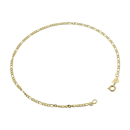 Gem Avenue 18k Gold Layered Figaro Chain Ankle Bracelet 11 Inch 18k Gold Layered Figaro Chain Ankle Bracelet 11 Inch