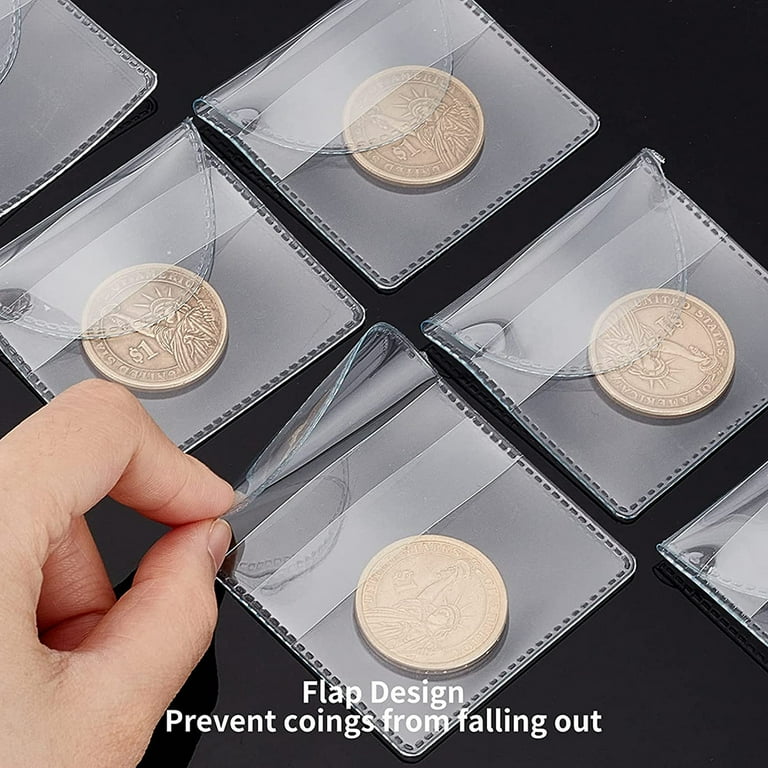 Trianu 100Pcs Single Pocket Coin Sleeves Holders, 2.2 inch Trianu 100Pcs Single Pocket Coin Sleeves Holders, 2.2 inch