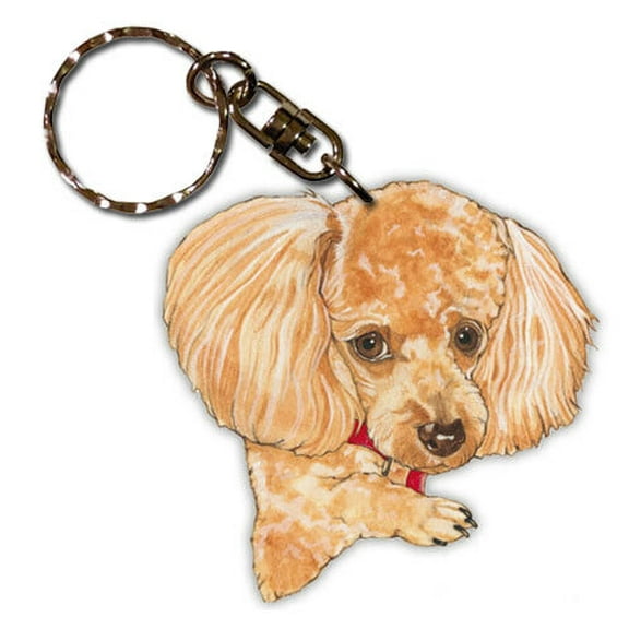 Poodle Apricot Toy Keychain, Souvenir Key Holder, Dog Charm Tag, Pet Key Rings Craft Ornaments, Wooden Die-Cut