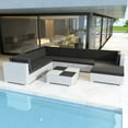 thumbnail image 1 of vidaXL 8 Piece Garden Lounge Set with Cushions Poly Rattan White, 1 of 4