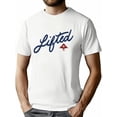 thumbnail image 1 of Camiseta de algodón LRG "Lifted" para hombre: diseño informal con texto en ángulo y logotipo de pájaro rojo, manga corta y cuello redondo. Ideal para actividades al aire libre y tiempo libre., 1 of 6
