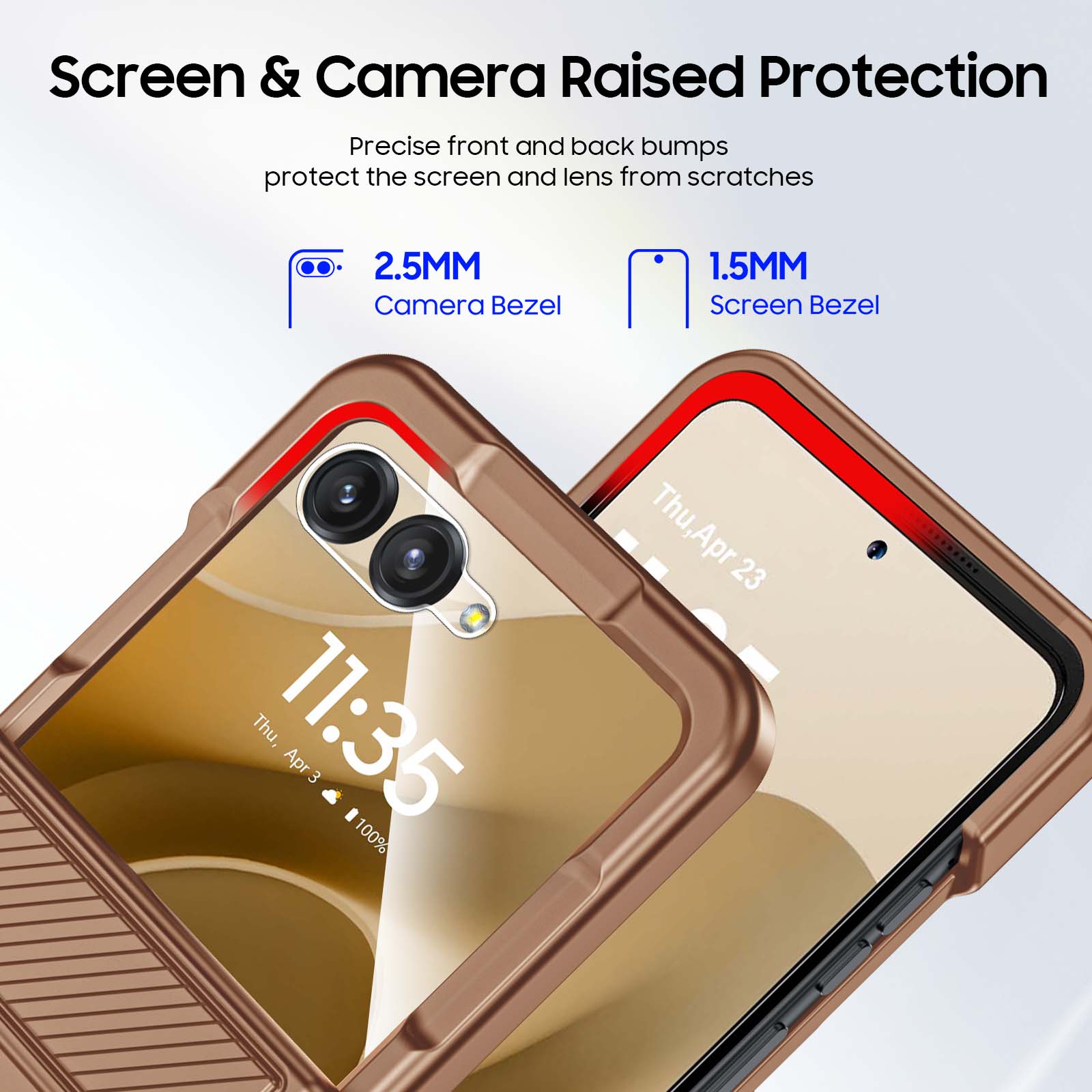 Vizvera for Motorola Razr 2026/2025/2024 Phone Case with Card Holder [RFID Blocking],Hinge Protection,Screen Protector Shockproof Case-Gold