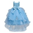 thumbnail image 2 of IBTOM CASTLE Toddler Kids Girls Flower Dress Formal Princess Puffy Tulle Dresses Bridesmaid Wedding Communion Birthday Party Pageant Maxi Prom Gown for Child 6-7 Years Light Blue, 2 of 8
