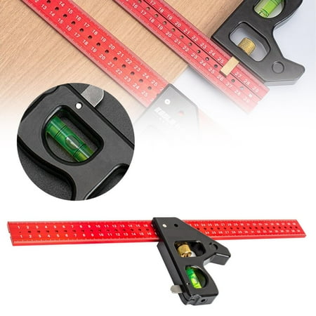 

npkgvia Red 11.81 Inch & 15.74 Inch Heavy Duty Combination Square Aluminum Alloy 45°/90°Woodworking Square Tool Multifunctional Rafter Combo Square Measuring Tools Clearance