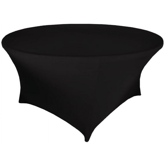 Wedding Linens Inc. (200 GSM) Premium 5 FT (60")Round Spandex Stretch Fitted Table Cover Tablecloths - Black