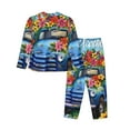 thumbnail image 2 of Goofa Floral Truck Welcome Printed Women’s 2 Piece Pajama Set Super,Pajamas Women's Long Sleeve Sleepwear Soft Button Down Loungewear Pjs Lounge Set Nightwear-Medium, 2 of 9