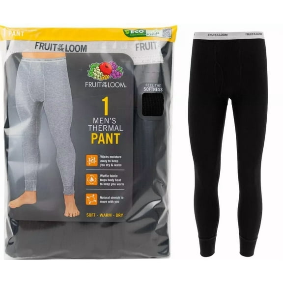 Lot Of 2 Fruit Of The Loom Men M 32-34 Thermal Waffle Baselayer Underwear Pants
