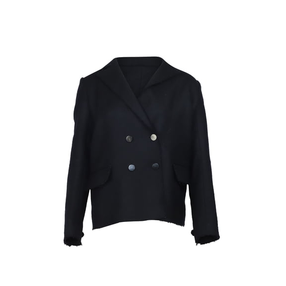 Pre-Owned Helmut Lang Distressed Blazer in Navy Blue Wool