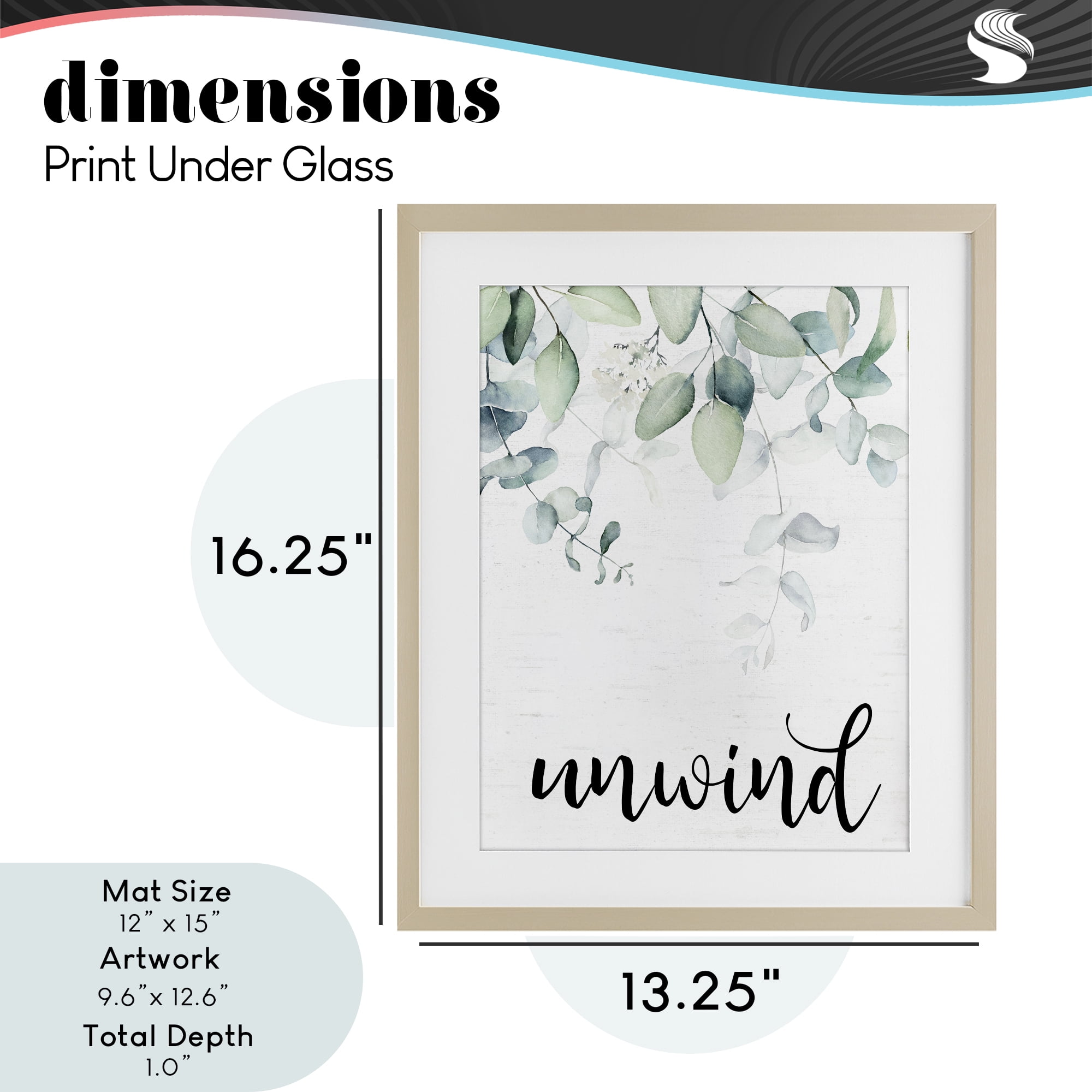 Unwind Leafy Herbs Birch Framed Print Under Glass, design by Lettered and Lined
