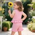 thumbnail image 6 of Xyant Toddler Baby Girl Clothes Knit Floral Fly Sleeve Tops Shorts Cute Summer Spring Outfits Infant Baby Girl Clothing Set (Pink,12-18 Months), 6 of 7