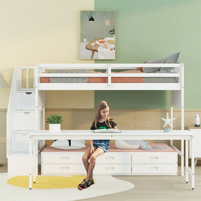 Loft bed with sale desk twin xl
