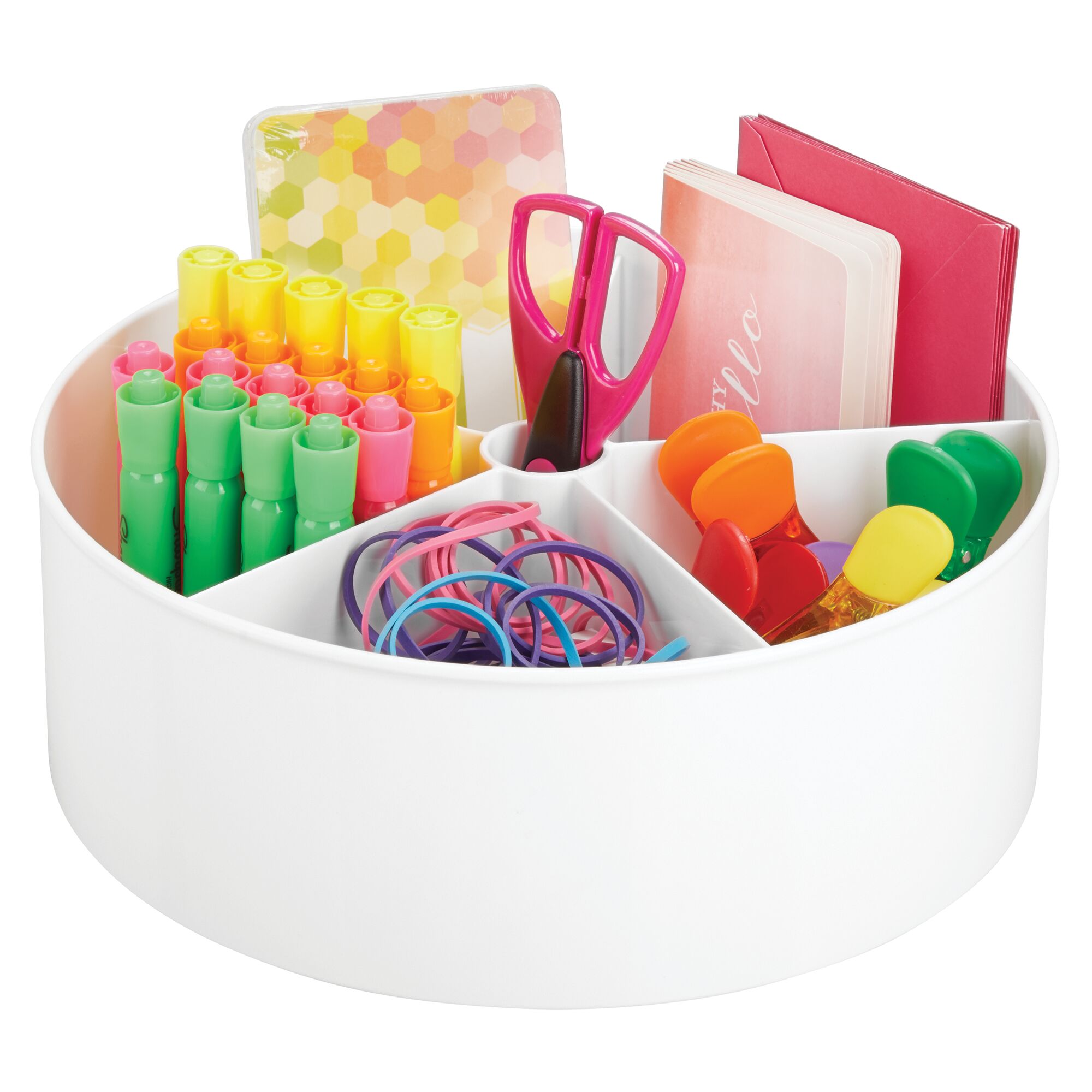 Divided Spinning Organizer for Home Office Supplies Pens Tape Black