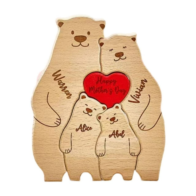 Rompecabezas de madera con forma de oso, juguete educativo, rompecabezas de madera, regalo, familia de osos 4 osos