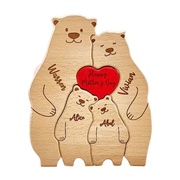 Rompecabezas de madera con forma de oso, juguete educativo, rompecabezas de madera, regalo, familia de osos 4 osos