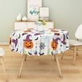 thumbnail image 3 of Nanqianyi Halloween Tablecloth 70×70 Inch Round, Orange Pumpkin Table Cloth for Party Decoration, Bat Cartoon Themed Waterproof Table Cover for Dinner Decor, 3 of 10