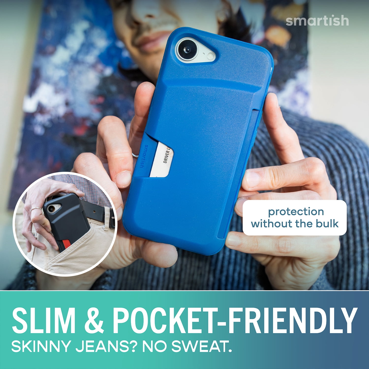 Smartish iPhone 17e/16e Wallet Case - Wallet Slayer Vol 1 - Slim Card Holder - Blue