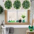 thumbnail image 4 of St. Patrick''s Day Valance Curtain for Kithchen Windows, Spring Green Shamrocks Coin Wreath Linen Tier Curtain Window Treatment Rod Pocket Valances for Bedroom/Living Room/Bathroom, 54x18in, 4 of 5
