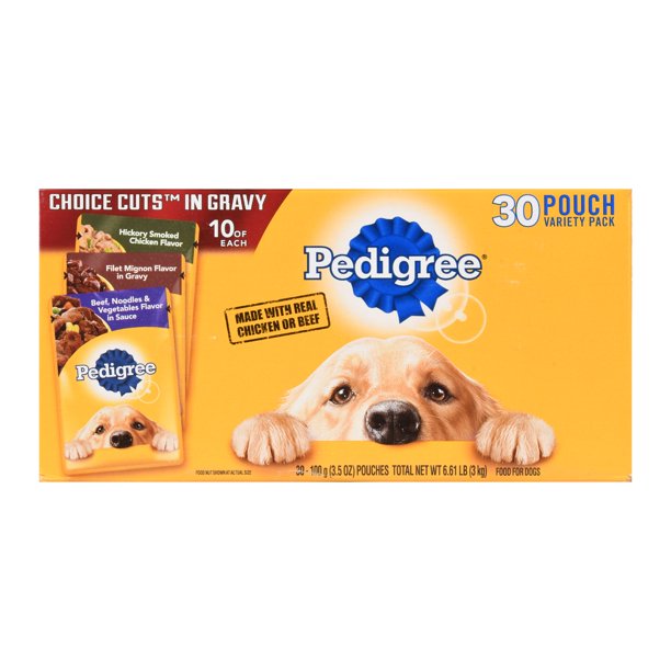 (30 Pack) PEDIGREE CHOICE CUTS IN GRAVY Adult Wet Dog Food Variety Pack