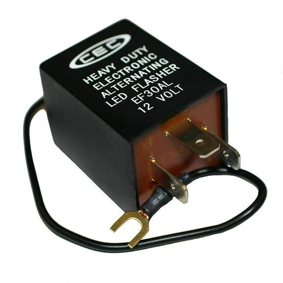 CEC Industries EF30AL Electronic Wig-Wag Alternating Flasher Relay, LED Compatible, 3   Ground Wire Prongs, 12 Volts