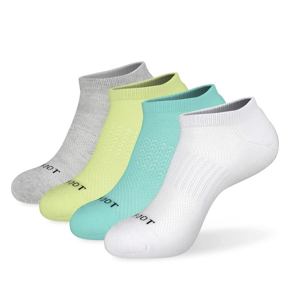 MONFOOT Women's and Men's 4-Pack Athletic Cushioned Mesh Ankle Socks Bright