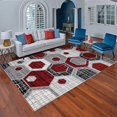 thumbnail image 5 of Lbaiet CH379R23 Red Amanta Géométrique 2 x 3 Pi. Zone de Rectangle de Dispersion Rug&44; Rouge&44; Blanc&44; Gris & Noir, 5 of 5