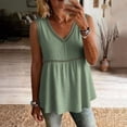 thumbnail image 5 of Sokhug Women's Sleeveless V Neck Cotton Blend Tank Top Crochet Lace Trim Casual Loose Fit Summer Solid Color Blouse, 5 of 7