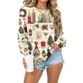 thumbnail image 5 of Jkety Vintage Christmas Sweatshirt Women Christmas Sweatshirts for Women 2025 Crew Neck Winter Holiday Cute Pullovers Yellow,L, 5 of 7
