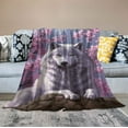 thumbnail image 2 of COMIO Watercolor Japanese Cherry Blossoms Blanket Lightweight Flannel Modern Anime Style Forest Wildlife Wolf Throw Blanket for Women Men Soft Cozy Plush Warm Birthday Gifts, 2 of 6