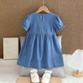 thumbnail image 5 of Ugoldhm Girls Summer Casual Dresses Bow Denim Solid Color Cute Short Sleeve Sundress Size 3-10, 5 of 5